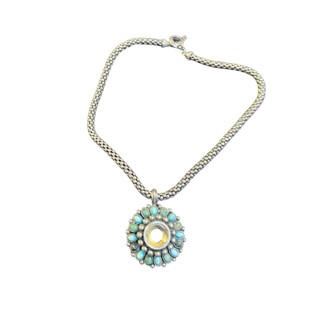 Sterling Silver and Turquoise Pendant Necklace heavy
